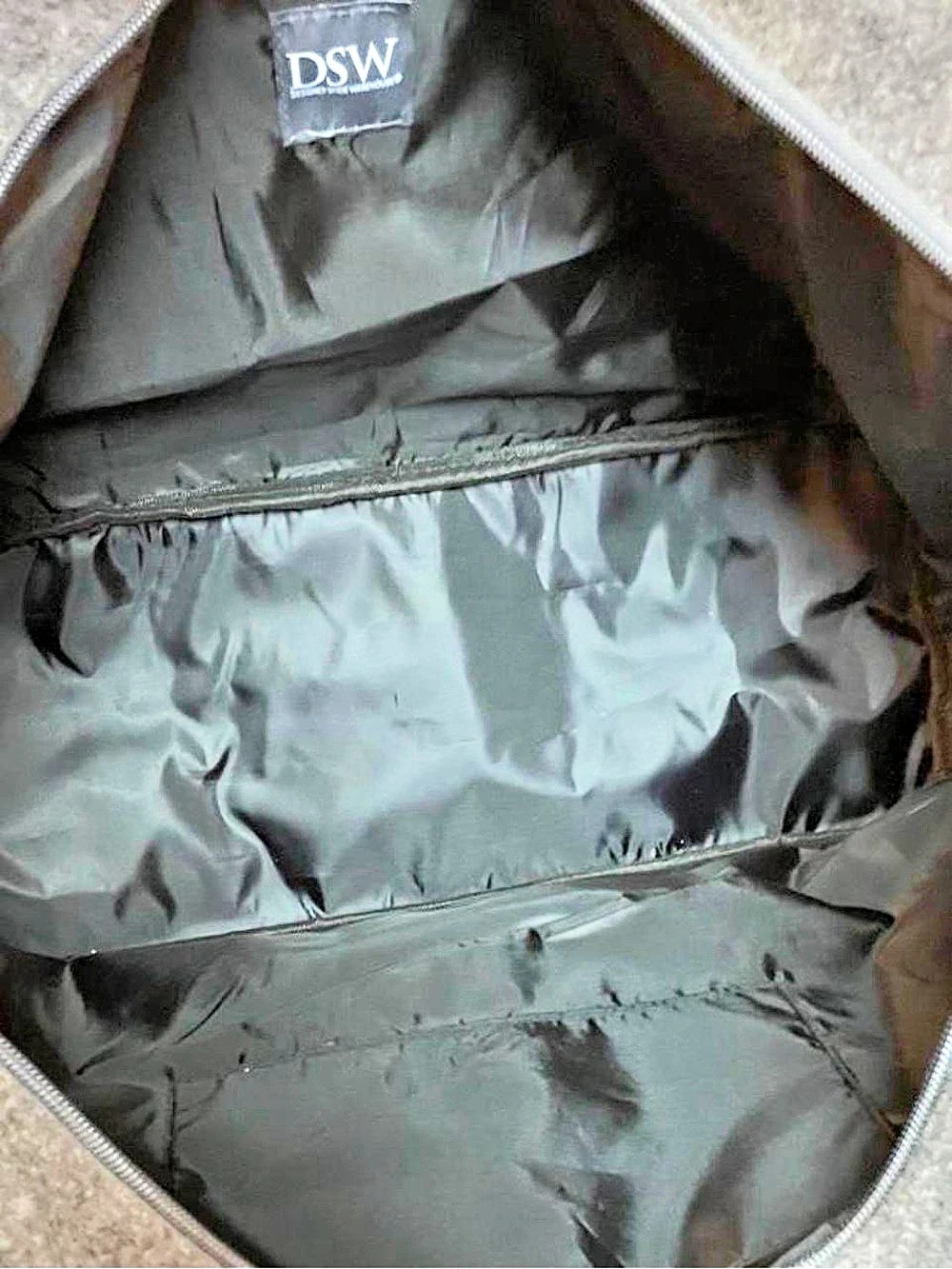 DSW Grey Felt and Black Faux Leather Weekender Tote Bag - Picture 4 of 6